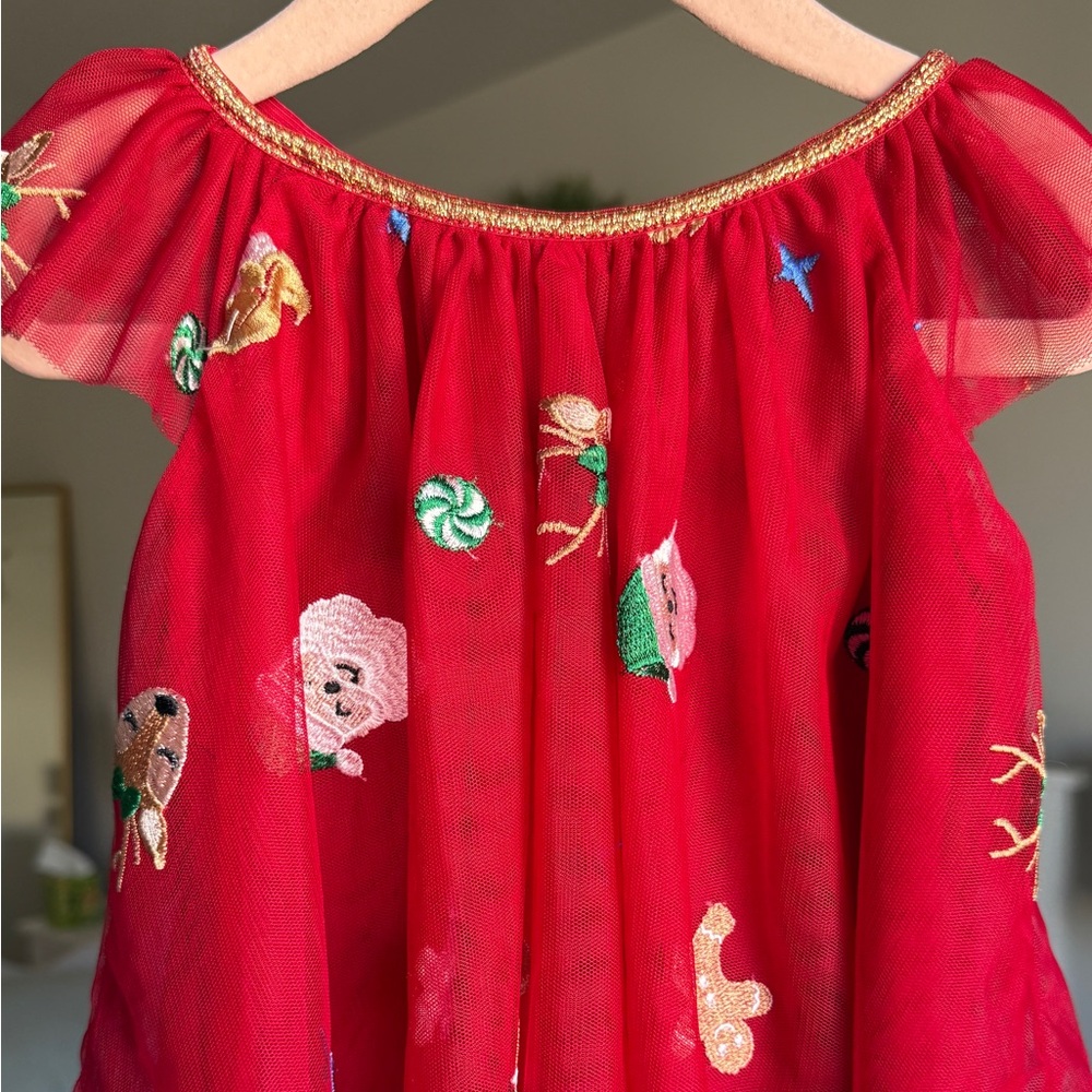 Zunie Red Embroidered Tulle Dress